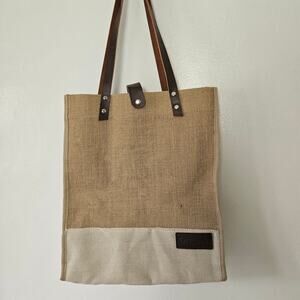 Orgain Everyday Jute Tote‎ Bag Natural Ivory Burlap Carryall Purse
